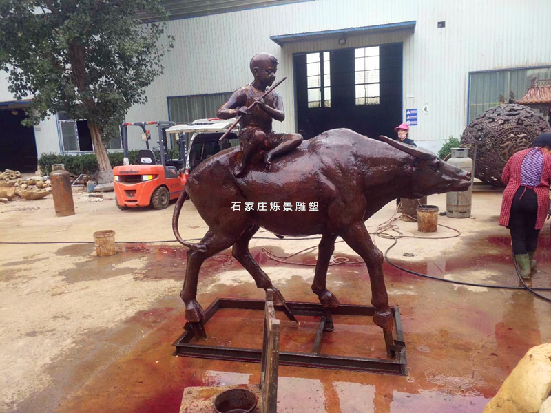 放牛娃鑄銅雕塑,人物鑄銅雕塑